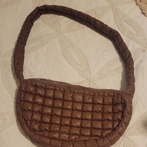 Antik Kraft Brown Quilted Leather Like  Shoulder Bag